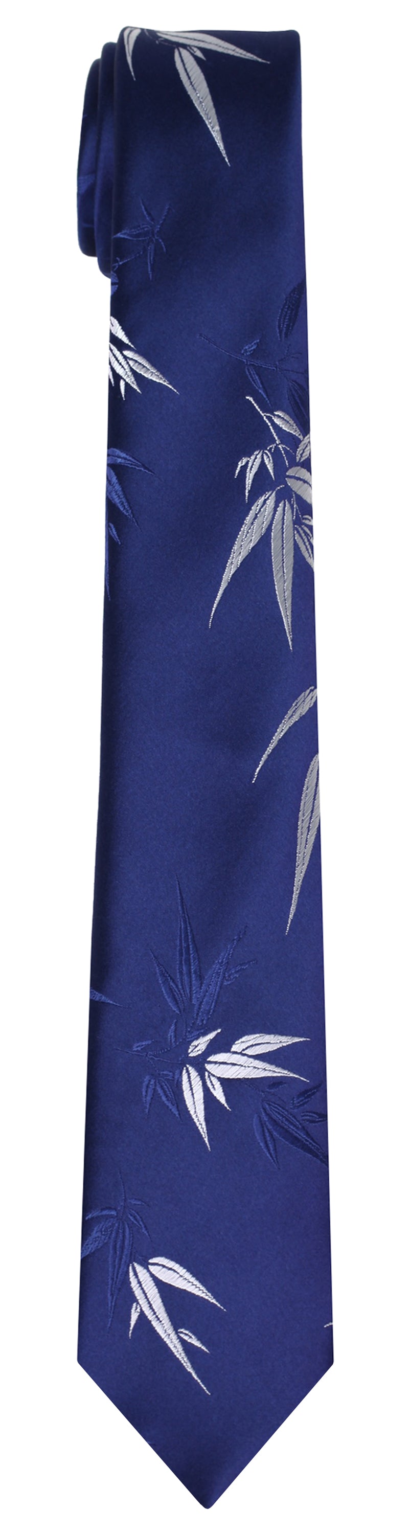 Mimi Fong Bamboo Leaves Tie in Navy