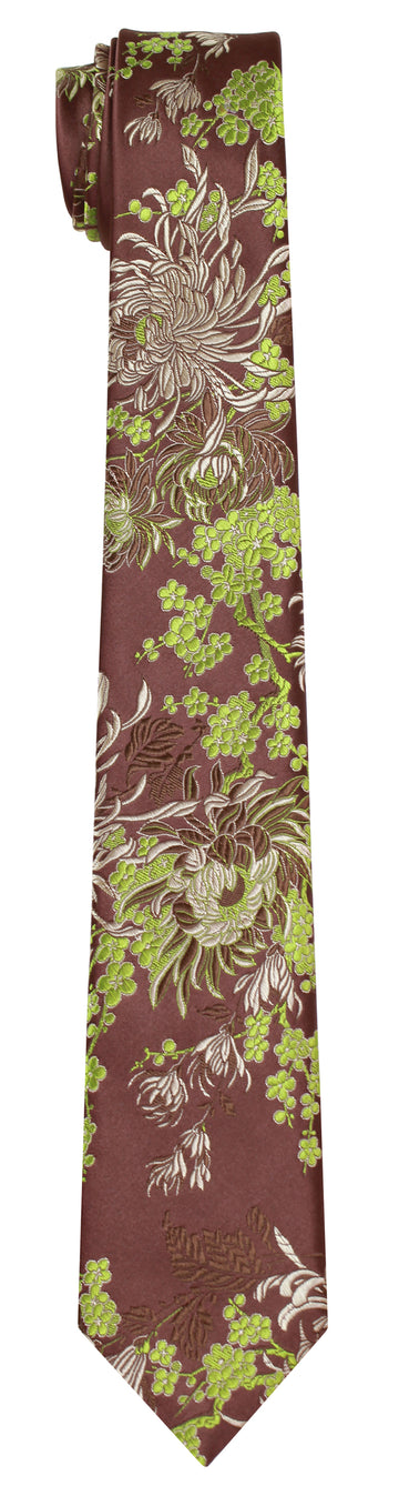 Mimi Fong Blossoms & Mum Tie in Chestnut