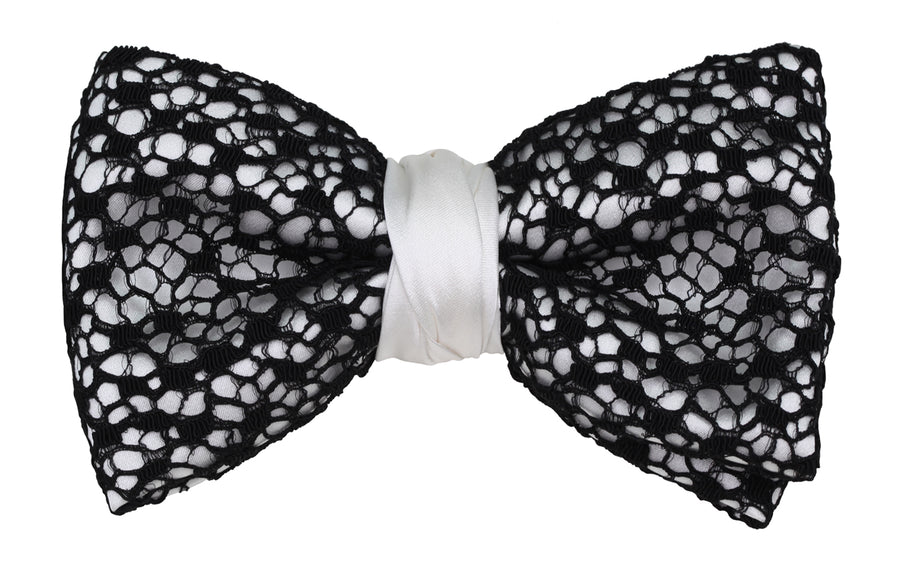 Mimi Fong Lace Bow Tie in Black & White