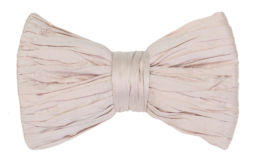 Mimi Fong Pleated Silk Bow Tie in Natural