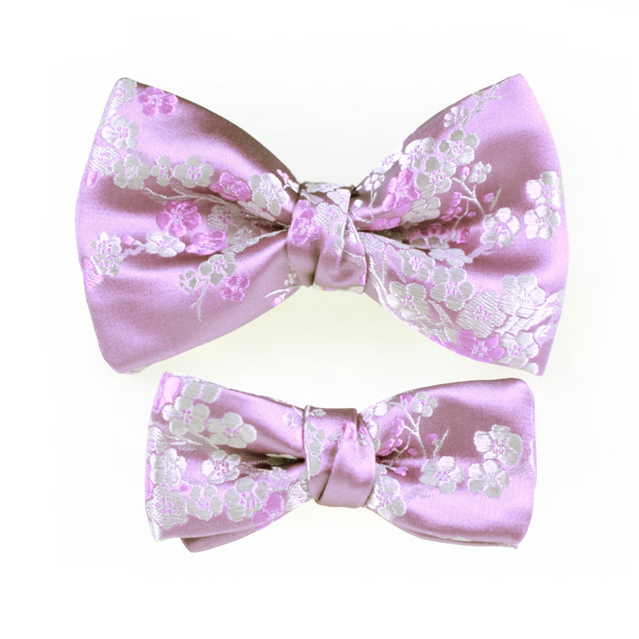 Mimi Fong Cherry Blossom Bow Tie & Kid's Bow Tie Set in Lilac