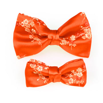 Mimi Fong Cherry Blossom Bow Tie & Kid's Bow Tie Set in Orange