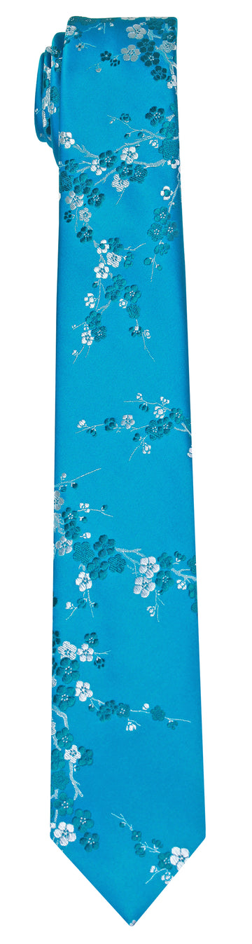 Mimi Fong Cherry Blossom Tie in Cerulean