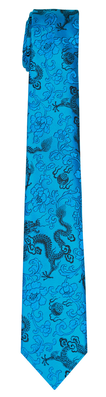 Mimi Fong Dragon Tie in Teal & Black