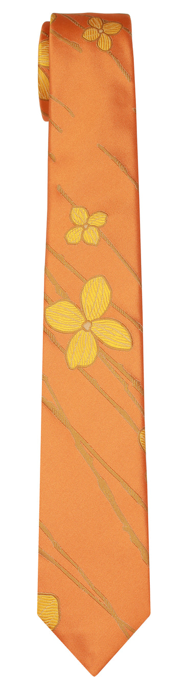 Mimi Fong Flower & Thatch Tie in Orange