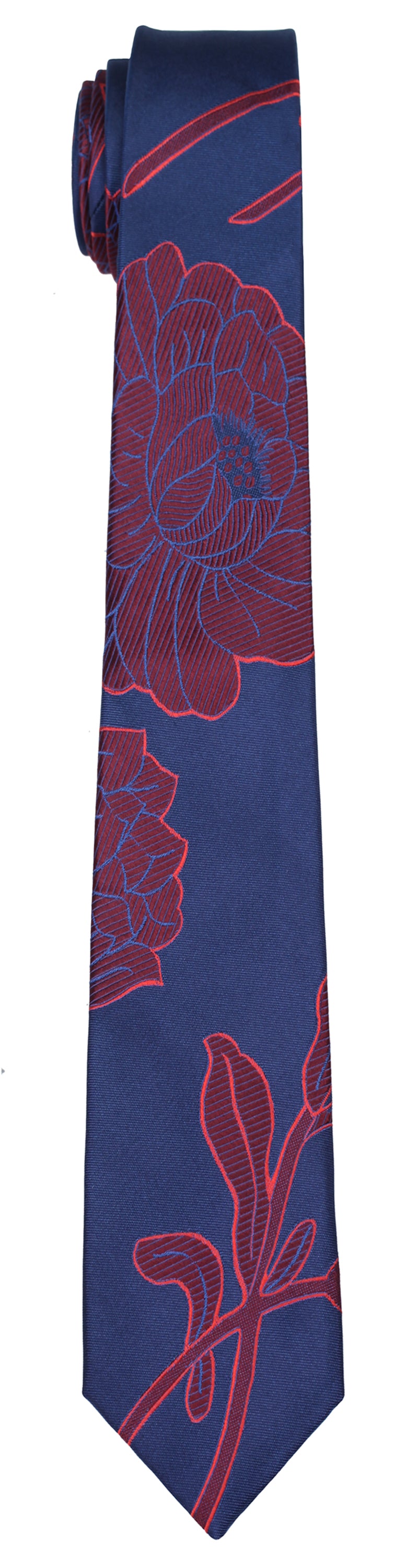 Mimi Fong Large Flower Tie in Blue & Red