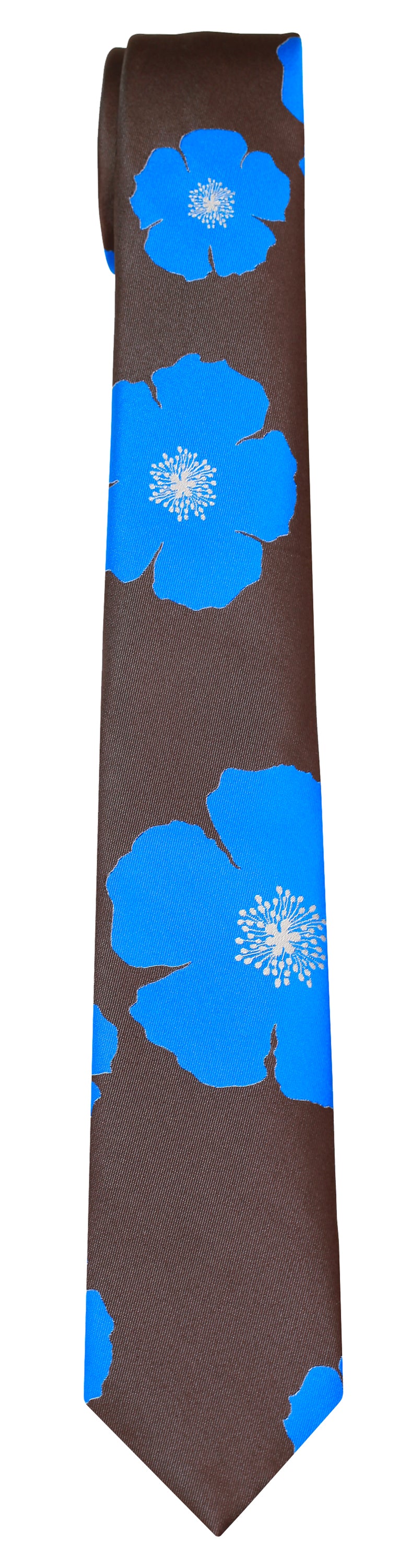 Mimi Fong Poppies Tie in Brown