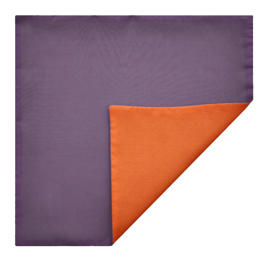 Mimi Fong Reversible Silk Pocket Square in Lavender & Orange