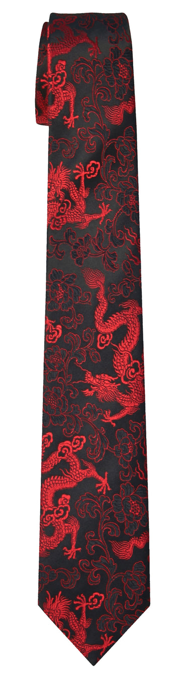 Mimi Fong Dragon Tie in Black & Red