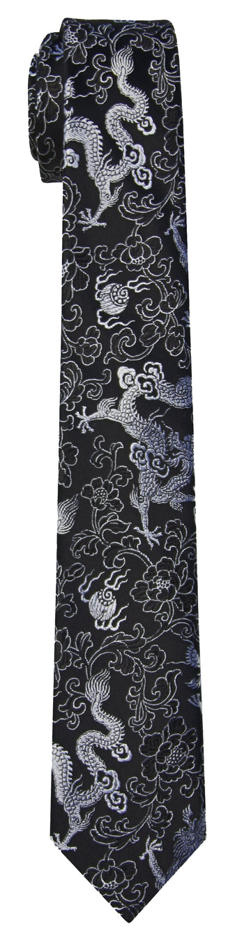 Mimi Fong Dragon Tie in Black & White