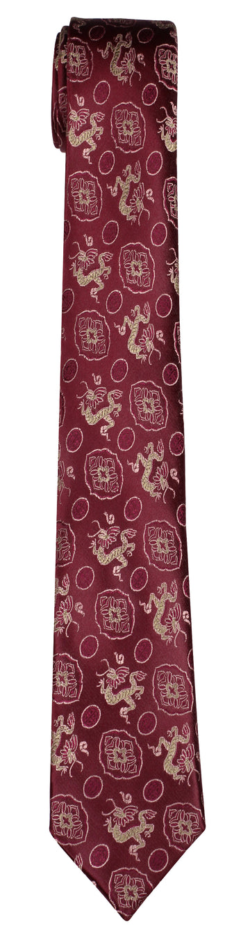 Mimi Fong Dragon Tie in Maroon