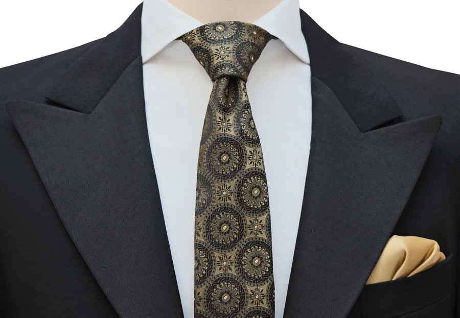Mimi Fong Coin Tie in Black & Gold