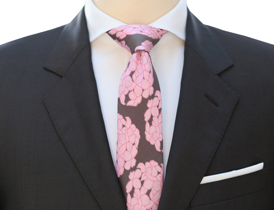 Mimi Fong Hydrangea Tie in Pink Chocolate