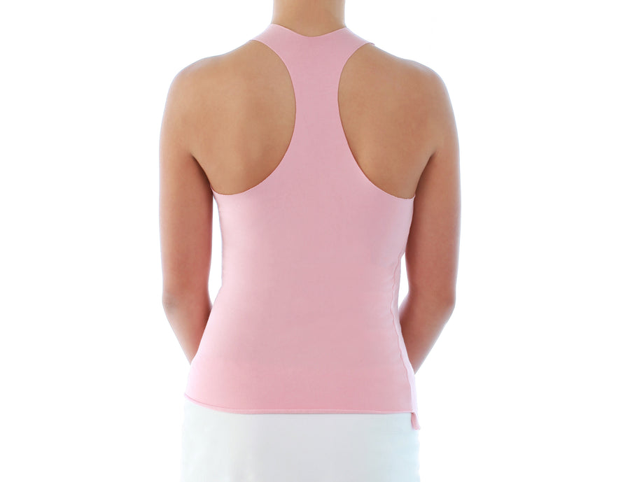 Mimi Fong Asymmetrical Tank Top in Pink Back Side View