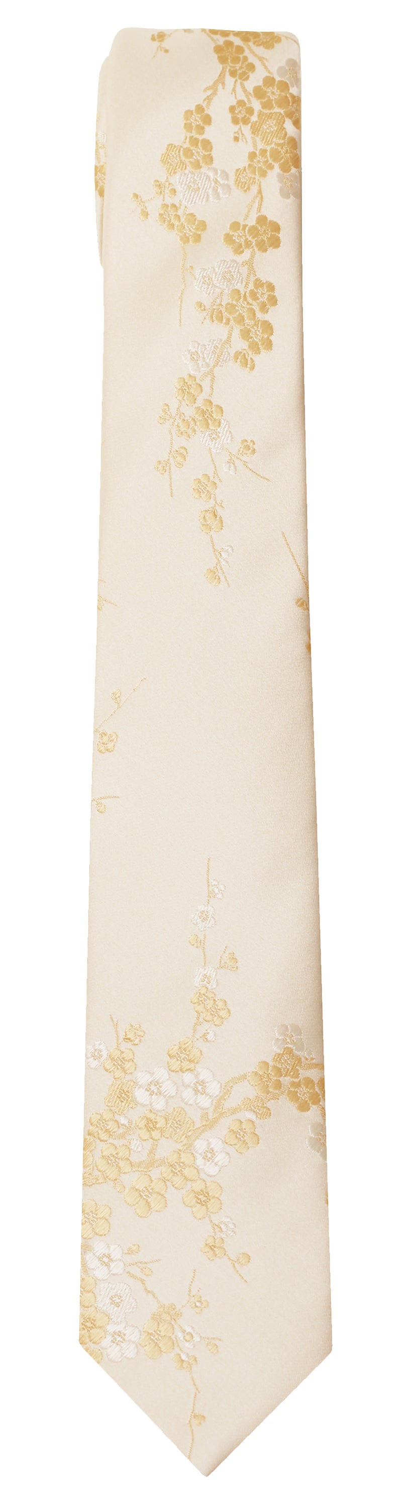 Mimi Fong Cherry Blossom Tie in White & Gold