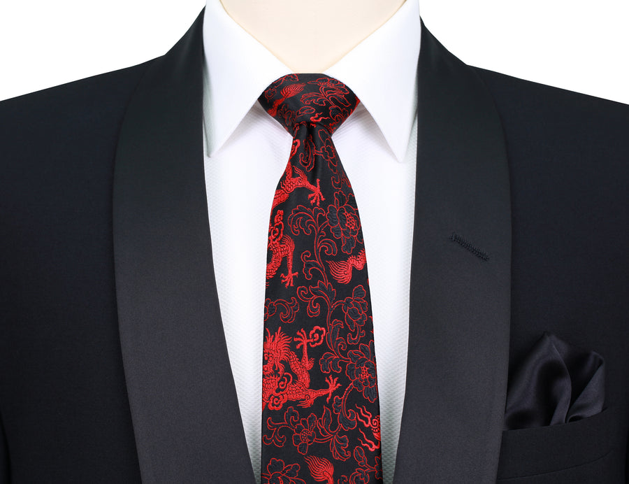Mimi Fong Dragon Tie in Black & Red