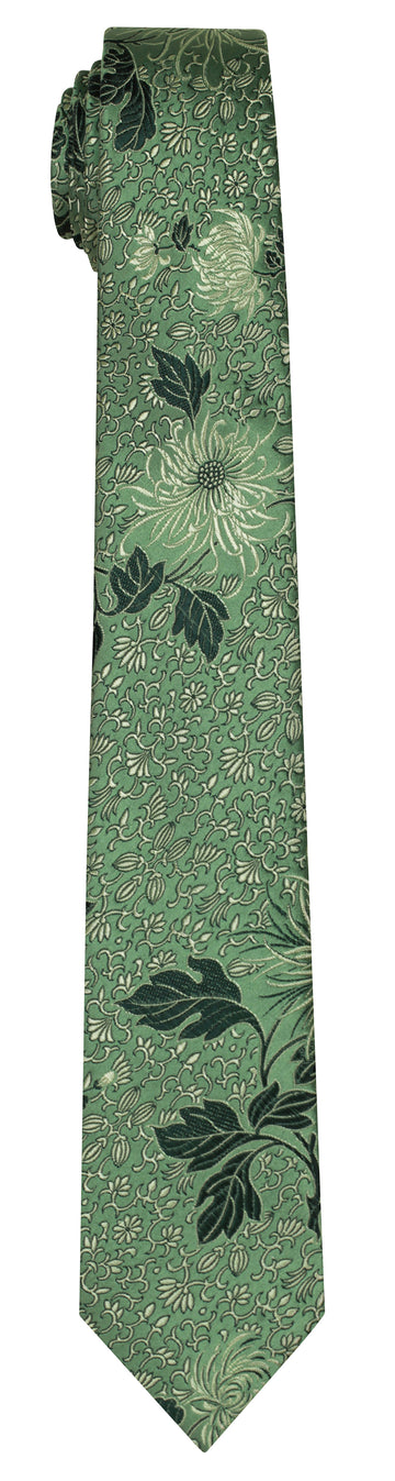 Mimi Fong Leaf & Mum Tie in Moss