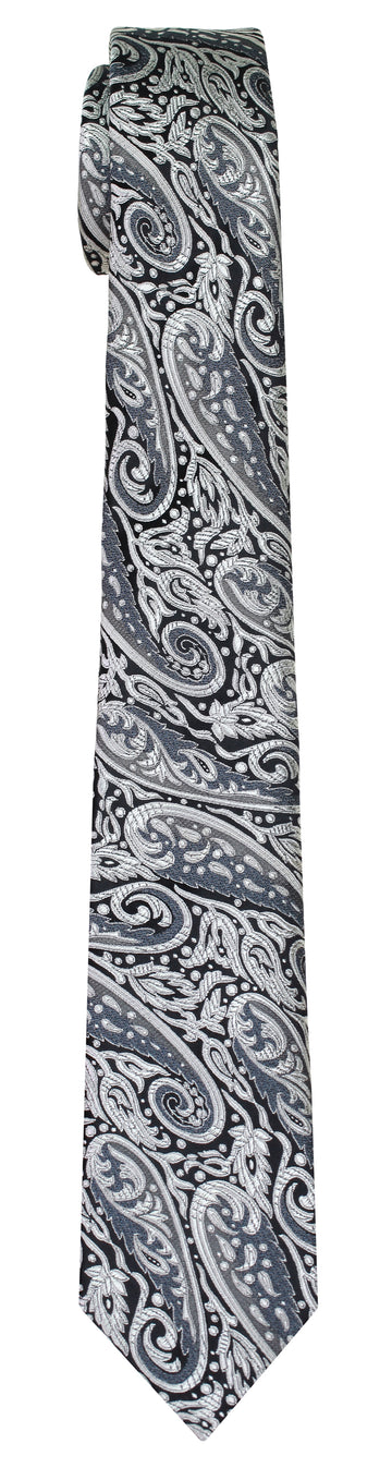 Mimi Fong Paisley Tie in Black & White
