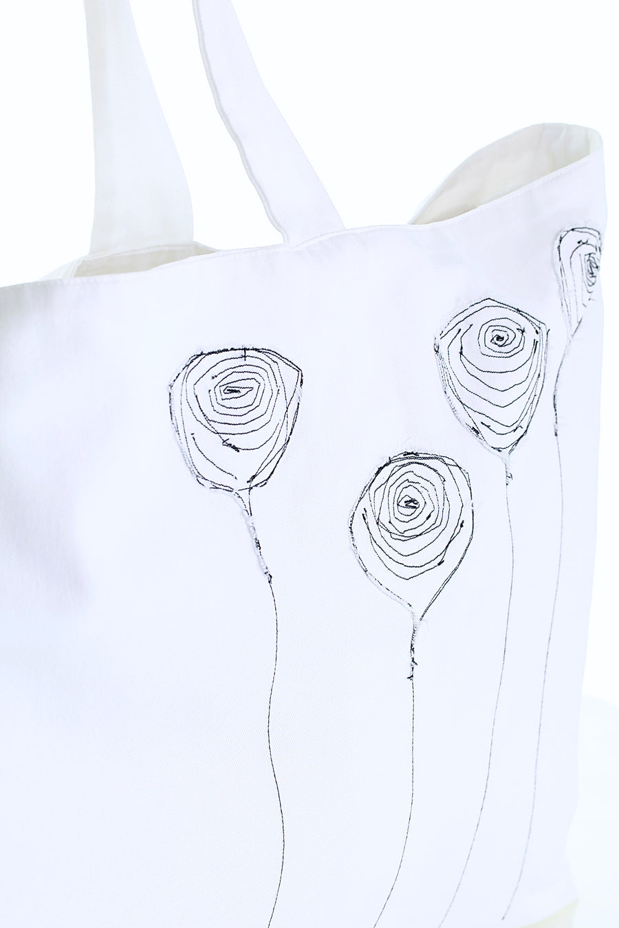 Mimi Fong Reversible Unibag in White with Floral Appliqué Detail