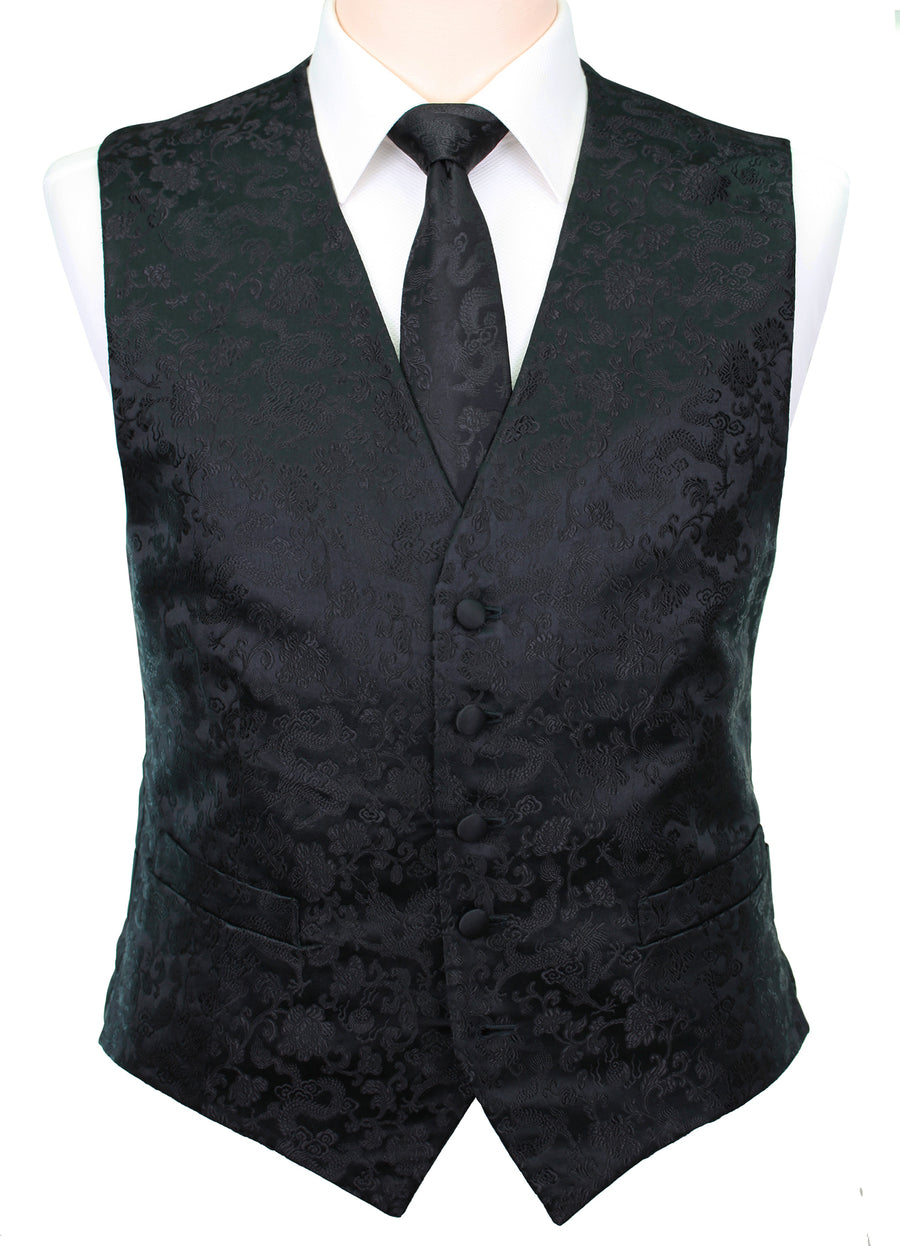 Mimi Fong Dragon Vest & Tie in Black
